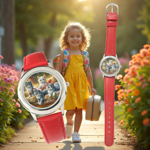 Katten op de bank - leuke scène in  look horloge