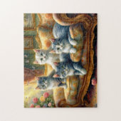 Katten op de bank - leuke scène in look legpuzzel (Verticaal)