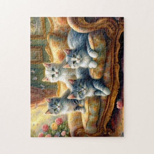 Katten op de bank - leuke scène in look legpuzzel (Verticaal)