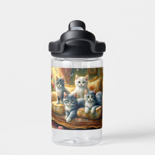 Katten op de bank - leuke scène in  look waterfles (Achterkant)