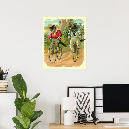  katten op de fiets poster (Thuiskantoor)