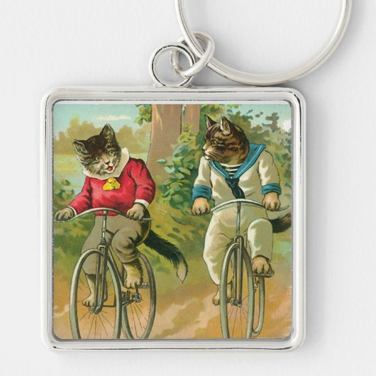  katten op de fiets sleutelhanger (Voorkant)