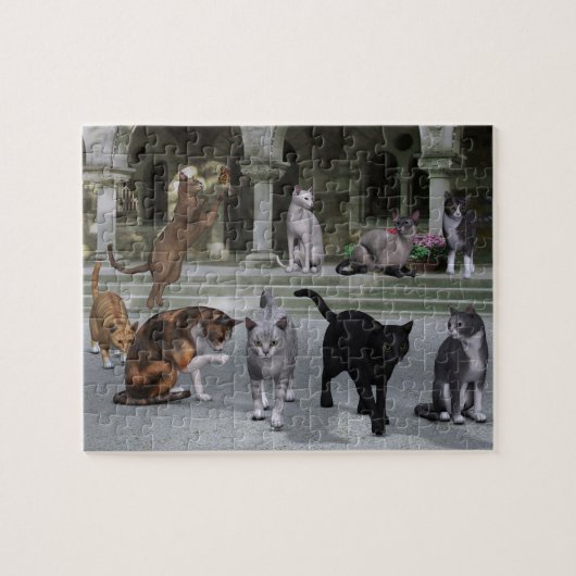 Katten op de Palace Stappen Legpuzzel (Horizontaal)