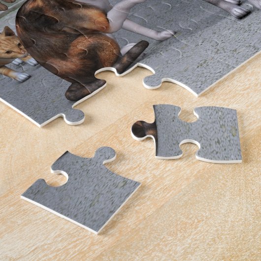 Katten op de Palace Stappen Legpuzzel (Zijkant)