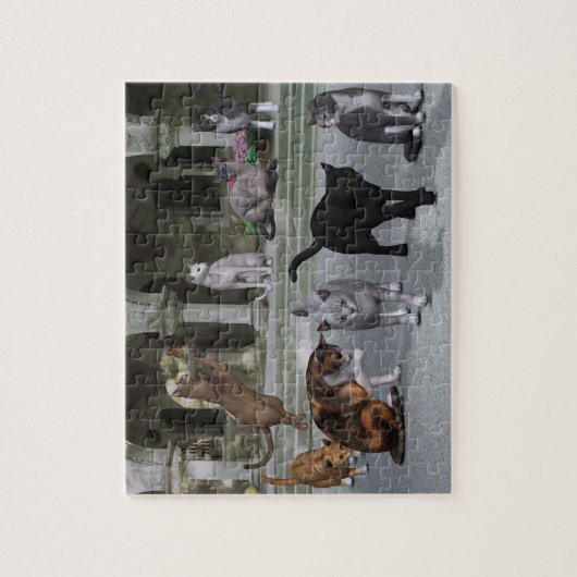 Katten op de Palace Stappen Legpuzzel (Verticaal)