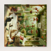 Katten op de zonovergoten veranda legpuzzel (Horizontaal)