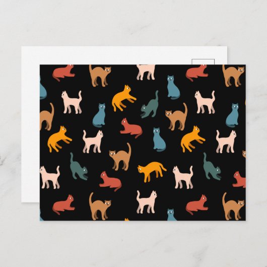 Katten op de zwarte briefkaart (Voorkant / Achterkant)