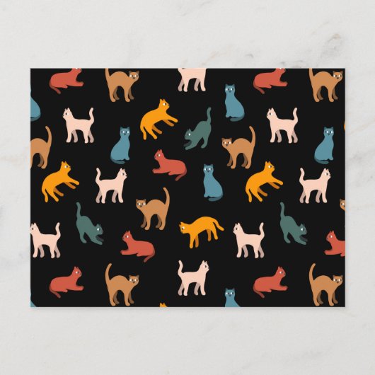 Katten op de zwarte briefkaart (Voorkant)