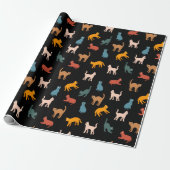 Katten op de zwarte cadeaupapier (Uitgerold)