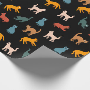 Katten op de zwarte cadeaupapier