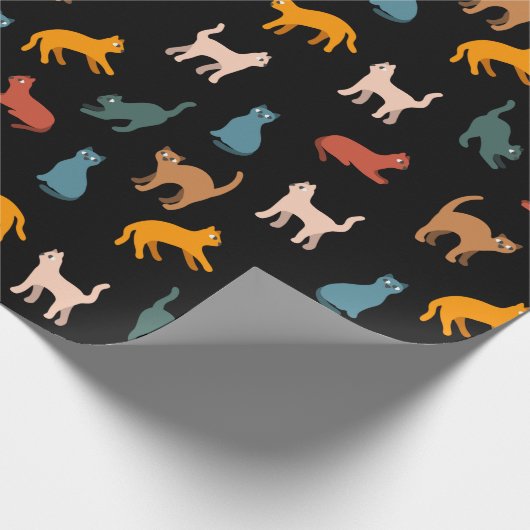 Katten op de zwarte cadeaupapier (Hoek)