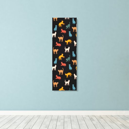 Katten op de zwarte canvas afdruk (Insitu (Houten vloer))