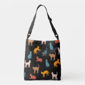 Katten op de zwarte crossbody tas (Achterkant)