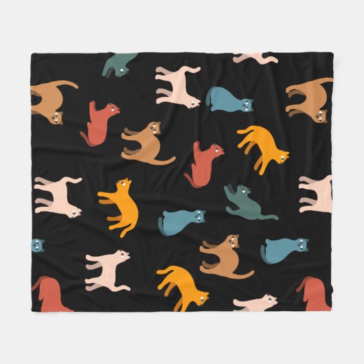 Katten op de zwarte fleece deken (Voorkant (Horizontaal))