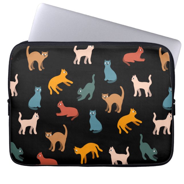 Katten op de zwarte laptop sleeve (Voorkant)