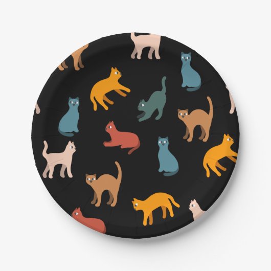 Katten op de zwarte papieren bordje (Voorkant)