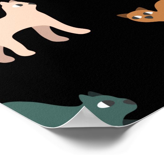 Katten op de zwarte poster (Hoek)