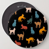 Katten op de zwarte ronde button 6,0 cm (Voorkant /achterkant)
