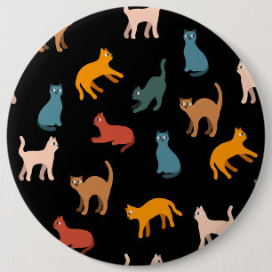 Katten op de zwarte ronde button 6,0 cm