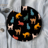Katten op de zwarte ronde button 6,0 cm (In situ)