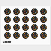 Katten op de zwarte ronde sticker (Vel)