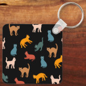 Katten op de zwarte sleutelhanger (Achterkant)