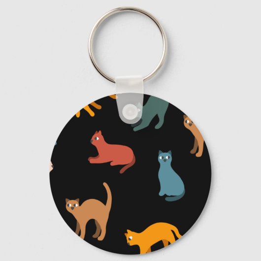 Katten op de zwarte sleutelhanger (Voorkant)