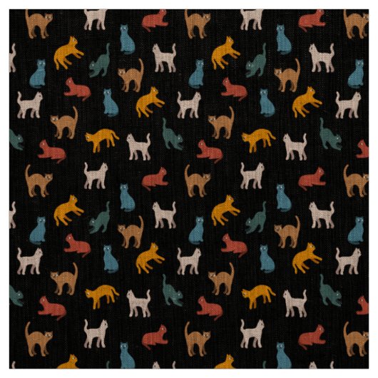Katten op de zwarte stof (Swatch)