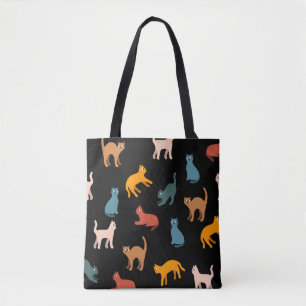 Katten op de zwarte tote bag