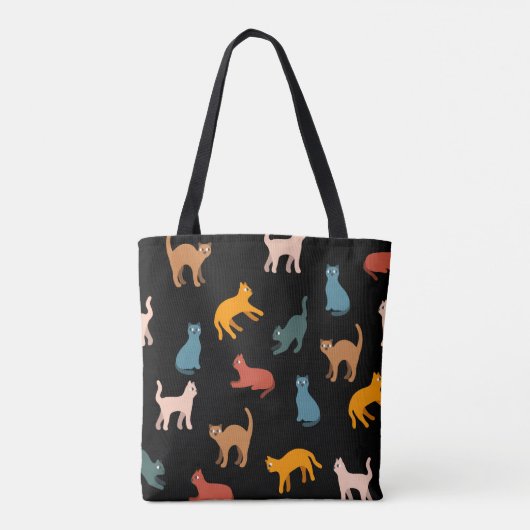 Katten op de zwarte tote bag (Achterkant)