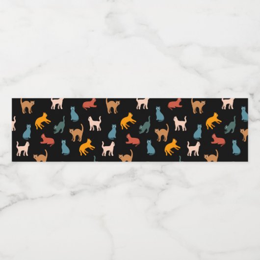 Katten op de zwarte waterfles etiket (Enkel label)