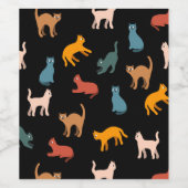 Katten op de zwarte wijn etiket (Enkel label)
