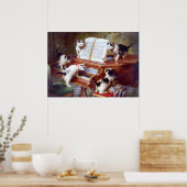 Katten op een  Antiek Poster van Piano (Keuken)