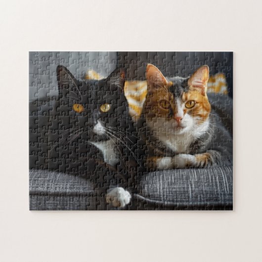 Katten op een bank legpuzzel (Horizontaal)
