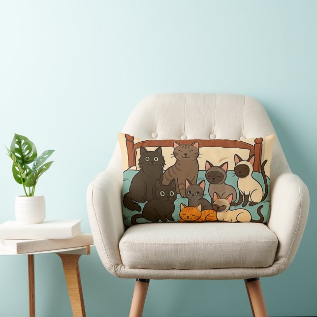 Katten op een Bed Kussen (Stoel)