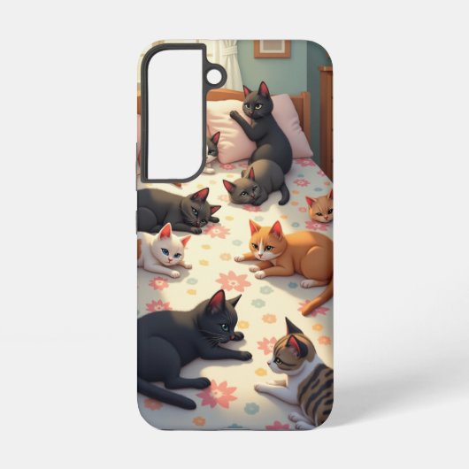 Katten op een Bed Samsung Galaxy Hoesje (Achterkant)