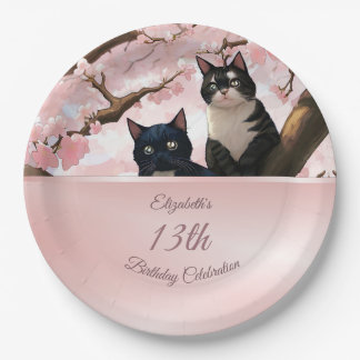 Katten op een Cherry Blossom Tree | Aangepaste ver Papieren Bordje