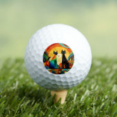Katten op een heldere en kleurrijke achtergrond, golfballen (Insitu Shirt)