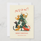 Katten op een kerstboom feestdagenkaart (Voorkant)