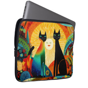 Katten op een Kleurrijke Achtergrond Laptop Sleeve