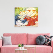 Katten op een rode doek, Franz Marc Canvas Afdruk (Insitu (Woonkamer))
