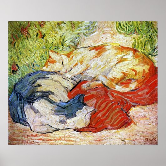 Katten op een rode doek, Franz Marc Poster (Voorkant)