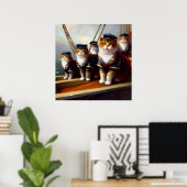 Katten op een schip poster (Thuiskantoor)