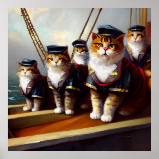 Katten op een schip poster (Voorkant)