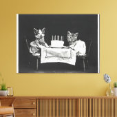  katten op een verjaardagsfeestje canvas afdruk (Insitu (Woonkamer))