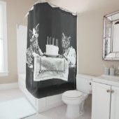  katten op een verjaardagsfeestje douchegordijn (In situ)