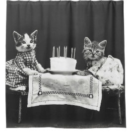  katten op een verjaardagsfeestje douchegordijn