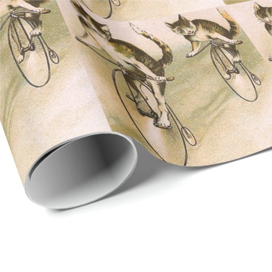 Katten op fietsen cadeaupapier (Rol Hoek)