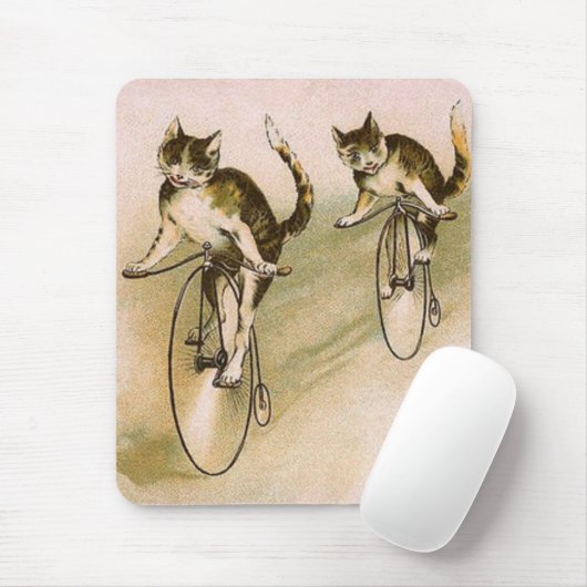  katten op fietsen muismat (Met muis)
