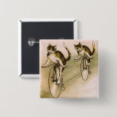 katten op fietsen vierkante button 5,1 cm (Voorkant /achterkant)